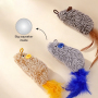 Wholesale Cute Fur Feather Squeaky Cat Mouse Toy