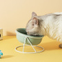 Wholesale Green White Elevated Ceramic Cat Bowl With Stand