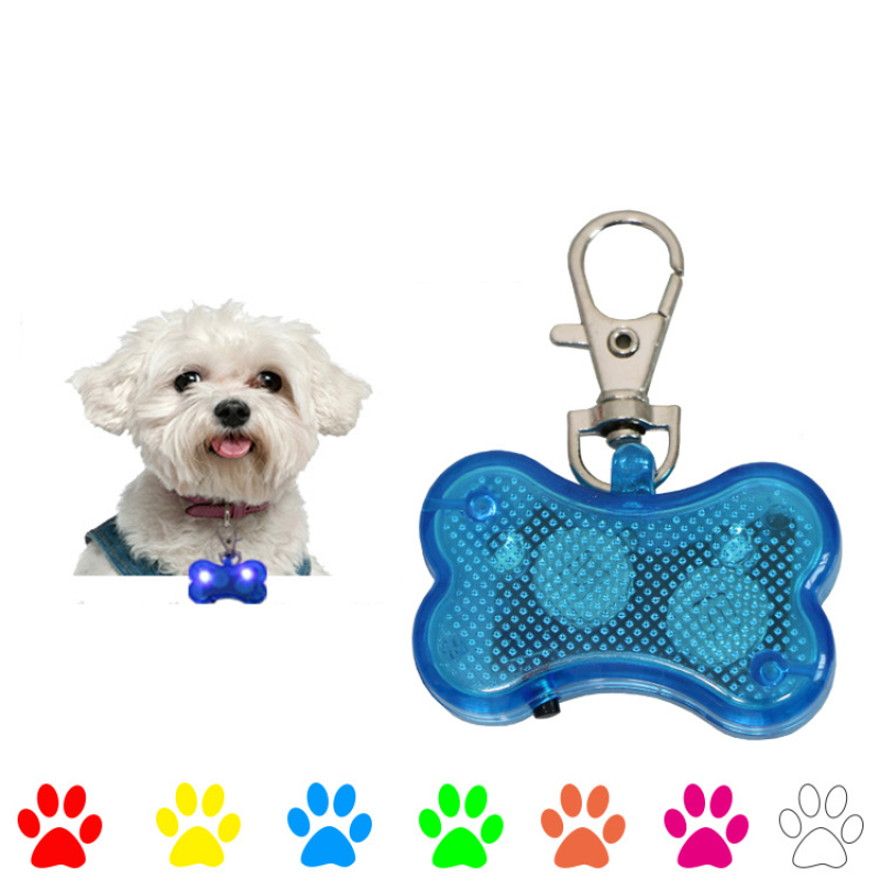 Manufacturer wholesale multi-colors bone shape plastic cat pet dog led light tag