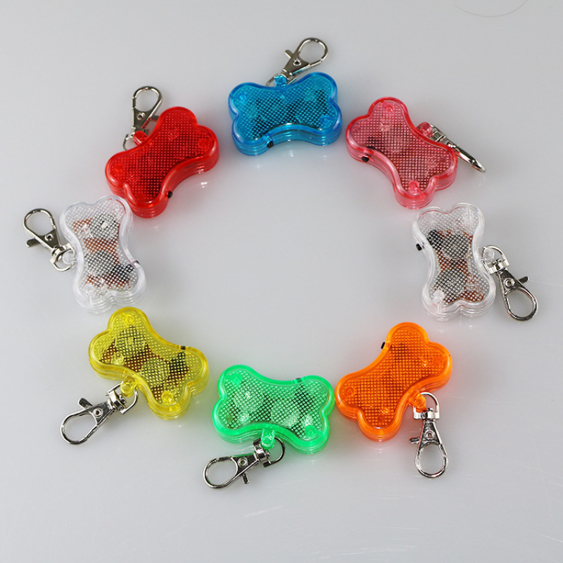 Manufacturer wholesale multi-colors bone shape plastic cat pet dog led light tag