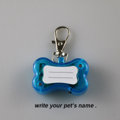Manufacturer wholesale multi-colors bone shape plastic cat pet dog led light tag