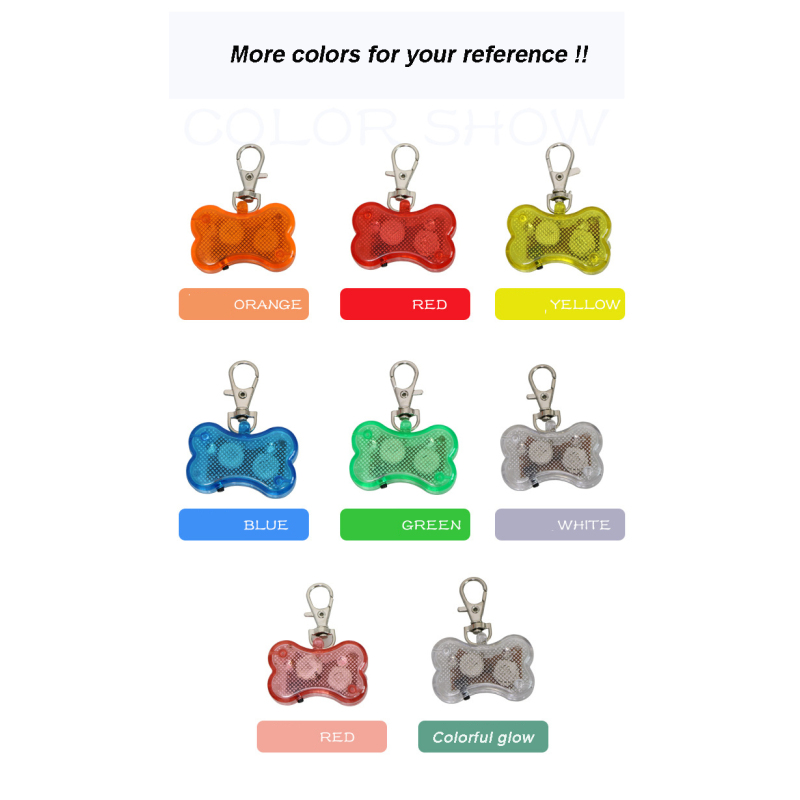 Manufacturer wholesale multi-colors bone shape plastic cat pet dog led light tag