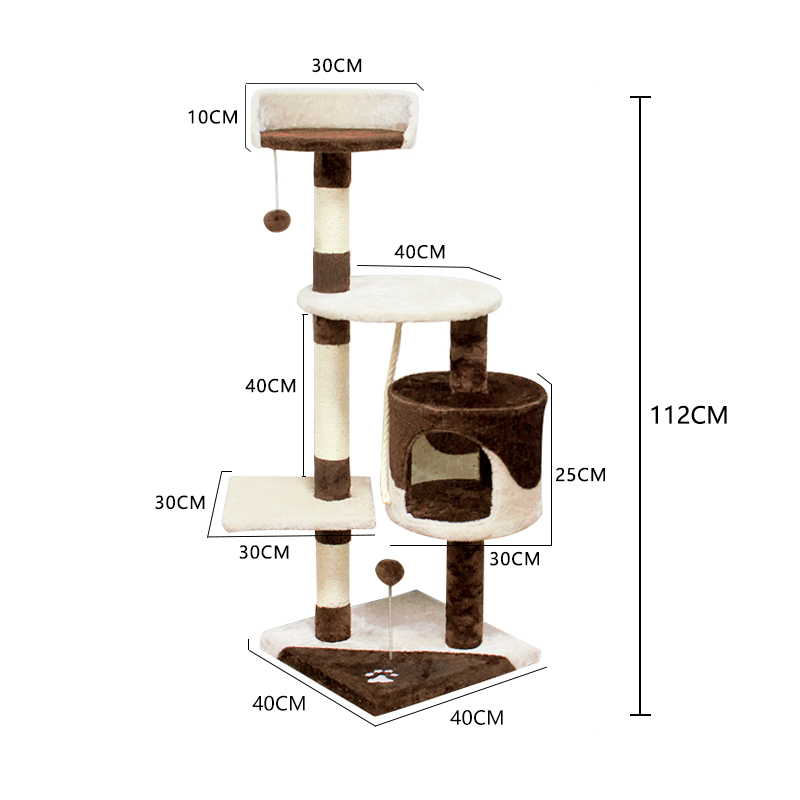 Manufacturer wholesale sisal short plush scratcher tree house condo cat tower