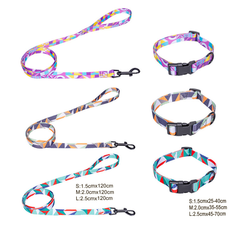 Manufacturer wholesale adjustable dog collar and leash set colorful design