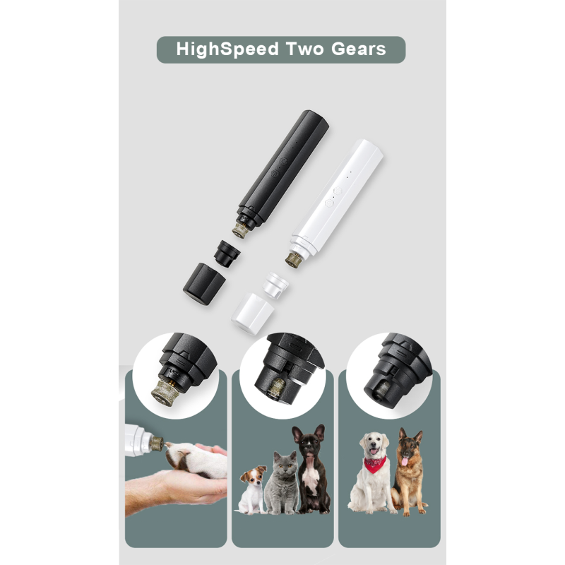 Manufacturer wholesale rechargeable led light dog pet nail grinder
