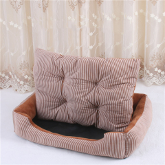 wholesale manufacturer stripe soft plush cat dog bed sofa