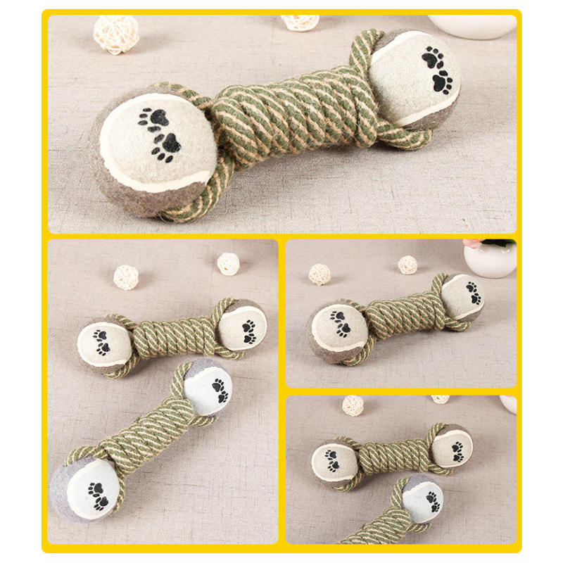 Wholesale Custom Logo Chew Dog Rope with Tennis Ball Toys
