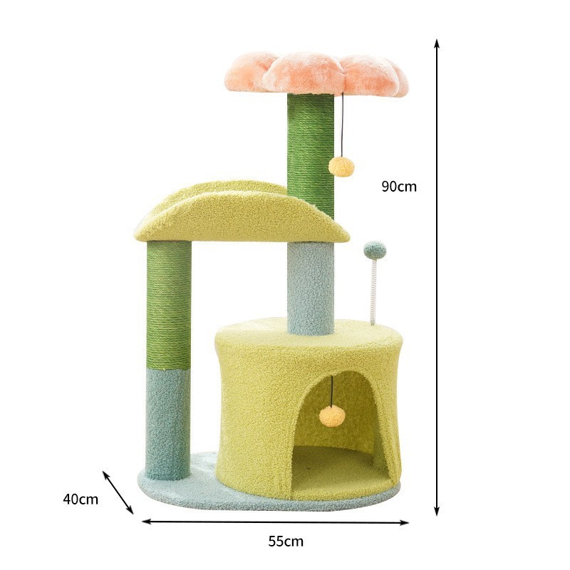 Manufacturer Wholesale Short Plush Sisal Flower Cat Scratcher Tree