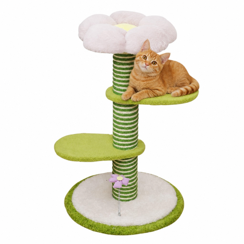Manufacturer Wholesale Short Plush Sisal Flower Cat Scratcher Tree