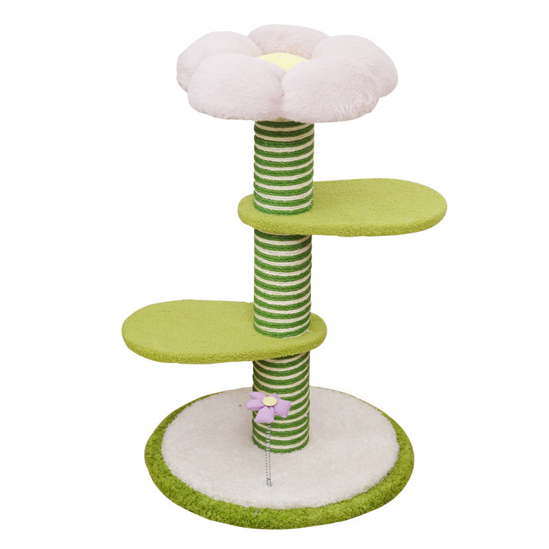 Manufacturer Wholesale Short Plush Sisal Flower Cat Scratcher Tree
