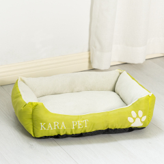 Wholesale short plush dog bed custom logo green color