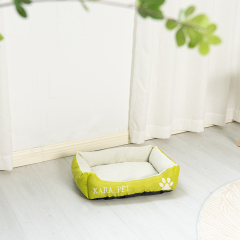 Wholesale short plush dog bed custom logo green color