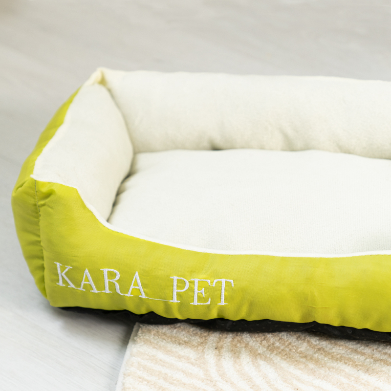 Wholesale short plush dog bed custom logo green color