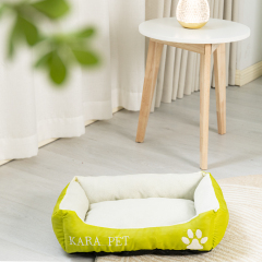 Wholesale short plush dog bed custom logo green color