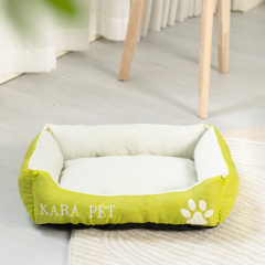 Wholesale short plush dog bed custom logo green color
