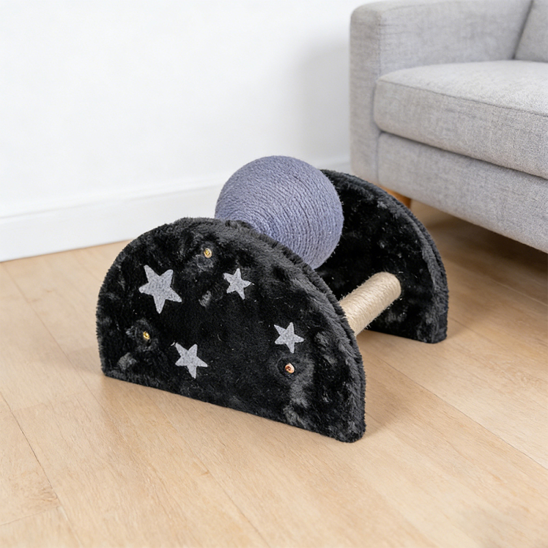Manufacturer Wholesale Short Plush Cat Scratcher with Sisal Ball