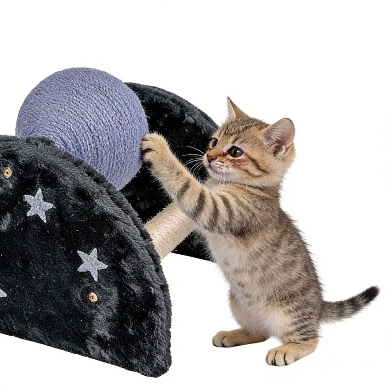 Manufacturer Wholesale Short Plush Cat Scratcher with Sisal Ball