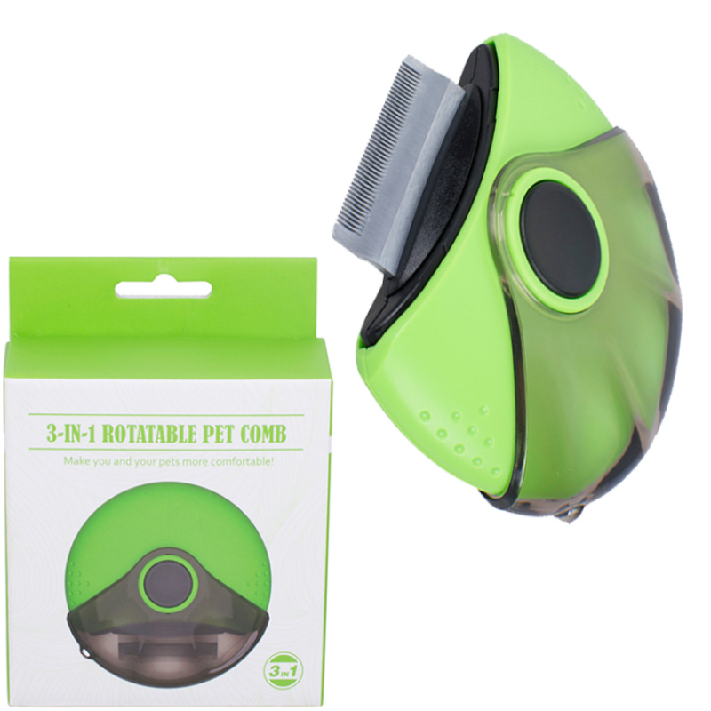Manufacturer wholesale 3 in 1 portable cat dog pet rotatable comb