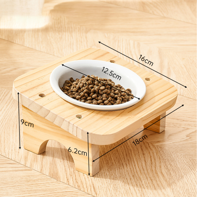 Wholesale Wooden Ceramic Detachable Cat Dog Bowl Elevated
