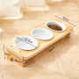 Wholesale Wooden Ceramic Detachable Cat Dog Bowl Elevated