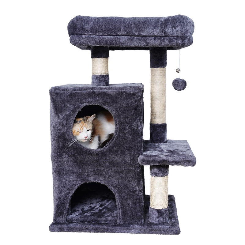 Manufacturer wholesale sisal short plush foldable cat tree
