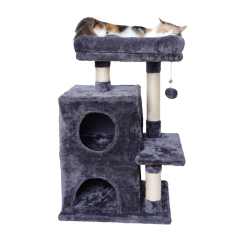 Manufacturer wholesale sisal short plush foldable cat tree