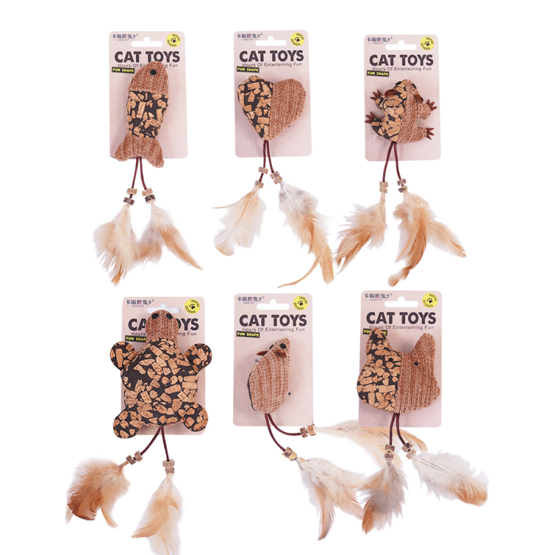 Manufacturer Wholesale Cork Frog Mouse Feather Cat Toy