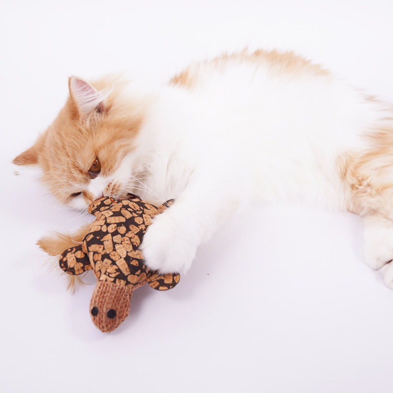 Manufacturer Wholesale Cork Frog Mouse Feather Cat Toy