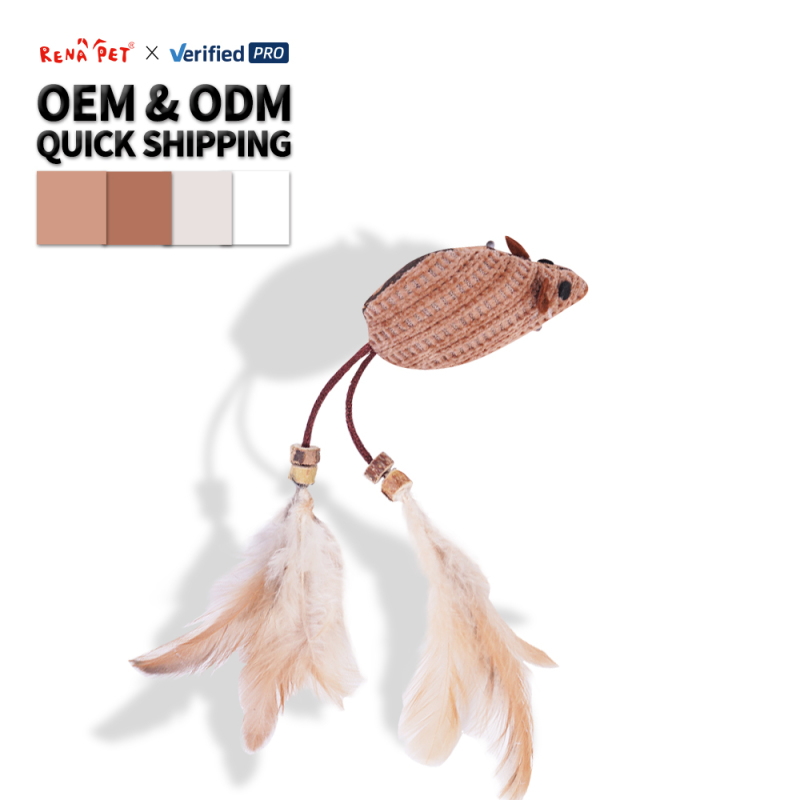 Manufacturer Wholesale Cork Frog Mouse Feather Cat Toy
