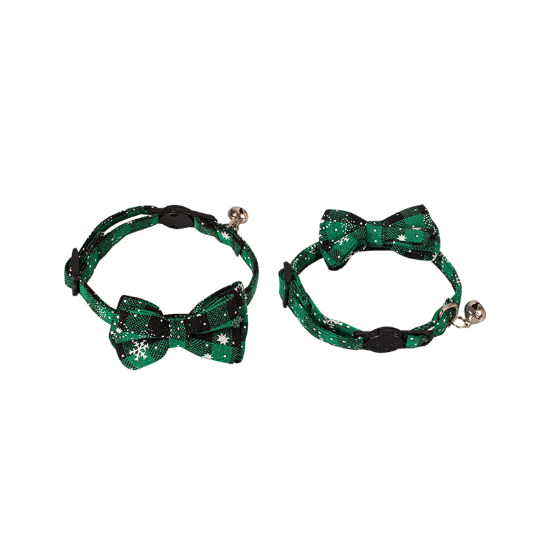 Manufacturer wholesale christmas red orange green cat collar with bowknot