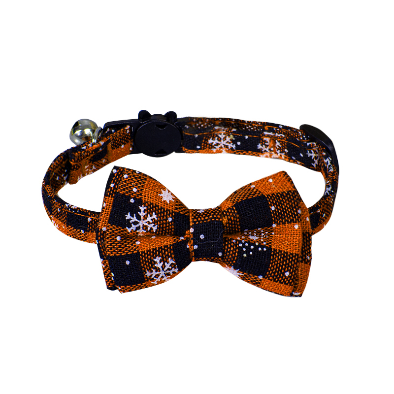 Manufacturer wholesale christmas red orange green cat collar with bowknot