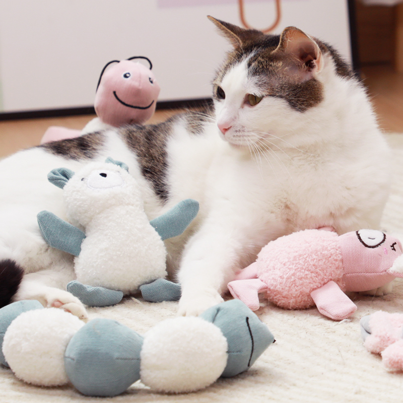 Manufacturer wholesale pink blue cat plush toy