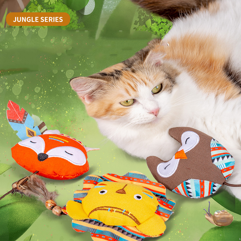 Manufacturer wholesale woodland tribal design plush cat toys