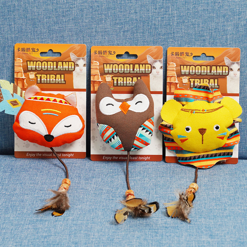 Manufacturer wholesale woodland tribal design plush cat toys
