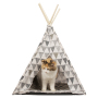 wholesale manufacturer new design linen conical five sticks foldable pet teepee cat tent