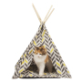 wholesale manufacturer new design linen conical five sticks foldable pet teepee cat tent