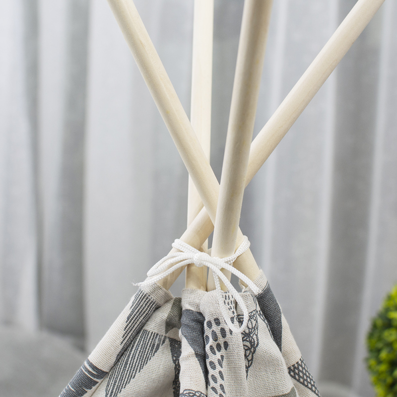 wholesale manufacturer new design linen conical five sticks foldable pet teepee cat tent