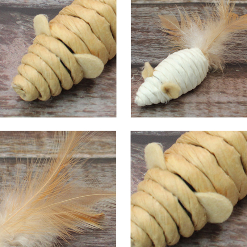 Wholesale Custom Logo Squeaky Feather Mouse Cat Toy