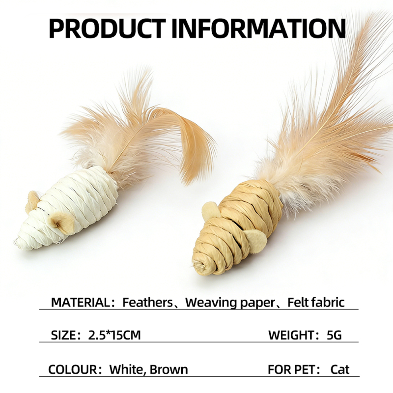Wholesale Custom Logo Squeaky Feather Mouse Cat Toy