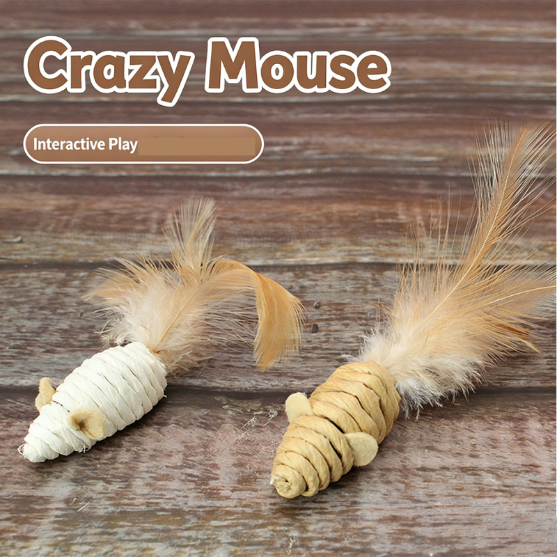 Wholesale Custom Logo Squeaky Feather Mouse Cat Toy