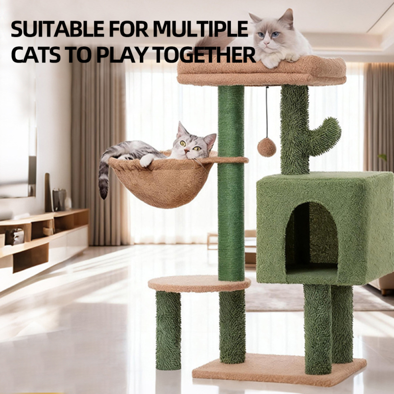 Wholesale Green Short Plush Cat Tree House