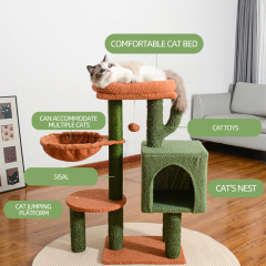 Wholesale Green Short Plush Cat Tree House