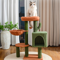 Wholesale Green Short Plush Cat Tree House