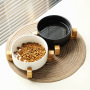 Manufacturer wholesale ceramic cat dog bowls with diagonal grain