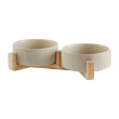 two khaki bowl with woodern