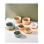Manufacturer wholesale vertical grain ceramic wooden frame pet cat dog food bowl