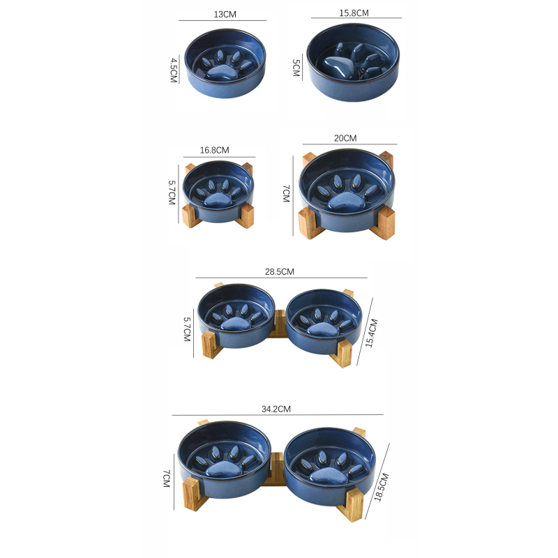 Wholesale Custom Logo Elevated Slow Feeder Cat Dog Bowl Ceramic