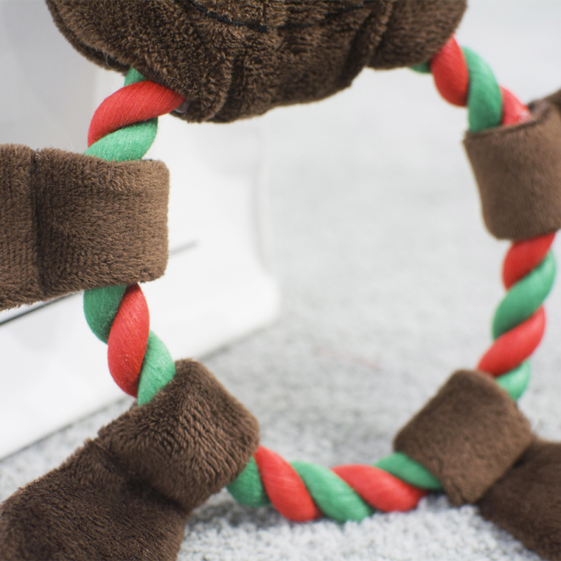 Christmas Style Soft Pet Plush Rope Chew Squeaky Toys for Dogs