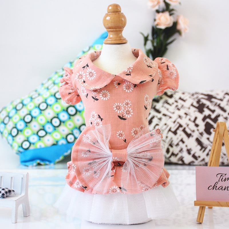 cheap wholesale pet clothes pink grey dog dress