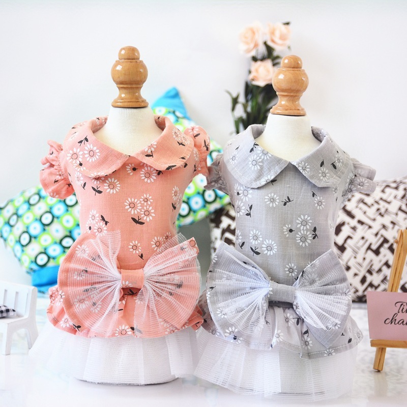cheap wholesale pet clothes pink grey dog dress